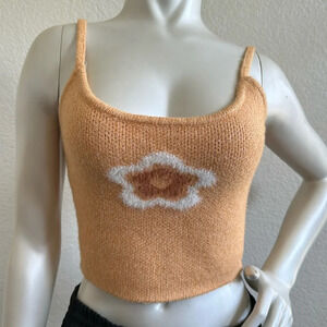 PacSun L.A. Hearts Knit Tan Flower Tank Size Small